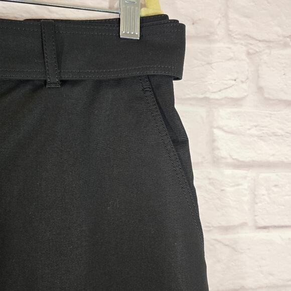 E LAFAYETTE 148 Rockefeller Ankle Crop Wide Leg Belt Pants Black Size 8 Designer - Picture 3 of 11